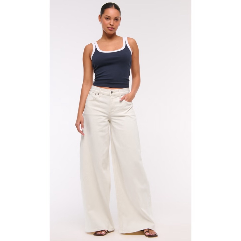 Abercrombie & Fitch The 90s Relaxed Jean Women‎ 31/12L Cream NWT High Rise Long